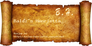 Balás Henrietta névjegykártya